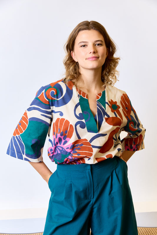 Atelier Jupe Emerald Green poplin fabric