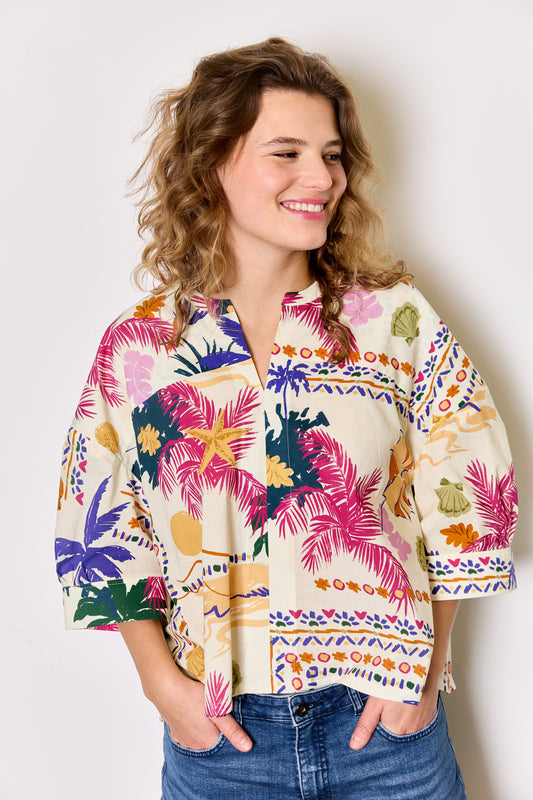 Atelier Jupe Hawaii print cotton fabric