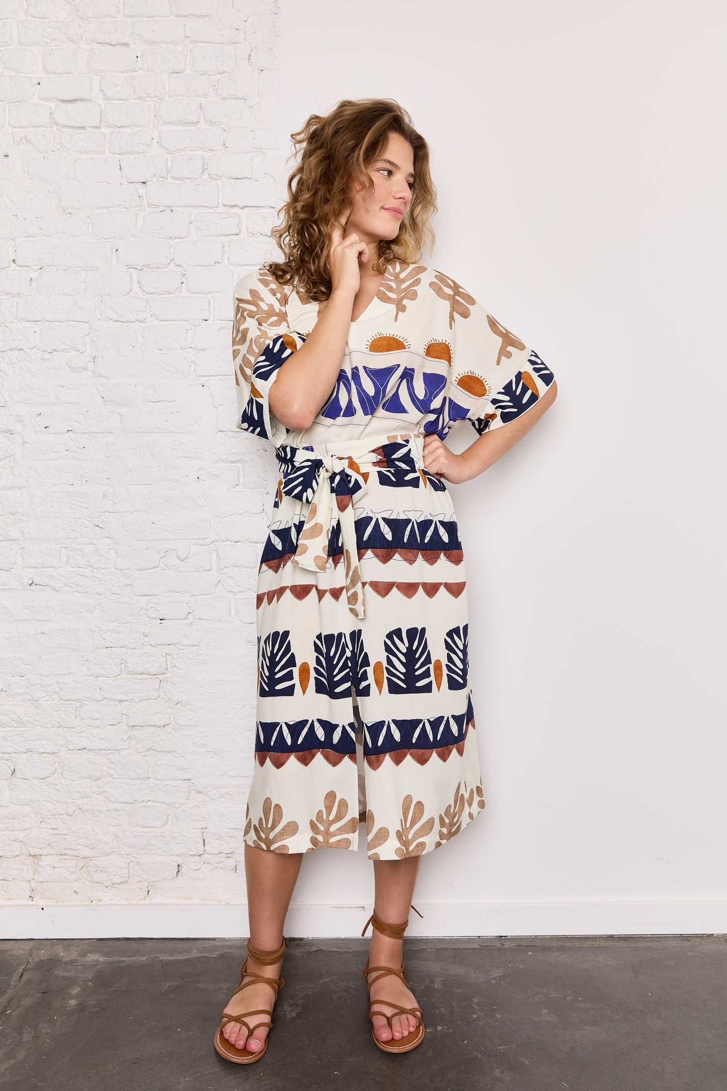Atelier Jupe sun and abstract shapes off-white viscose
