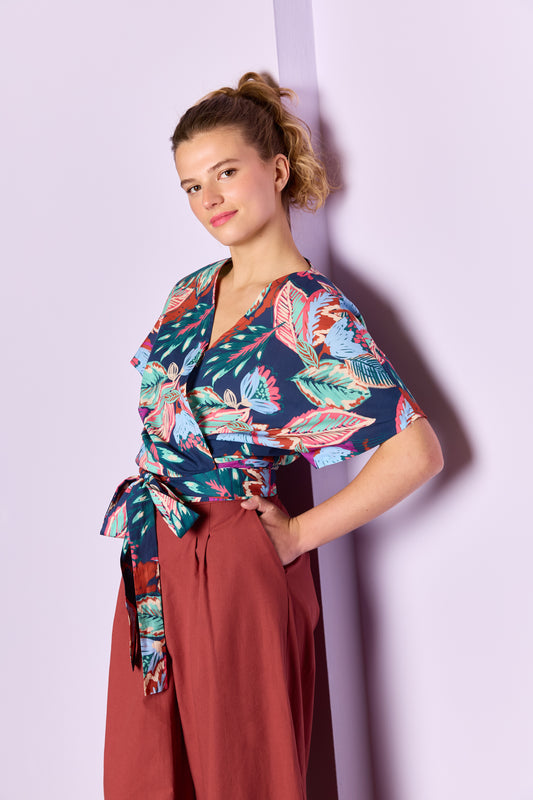 Atelier Jupe colourful leaves cotton fabric