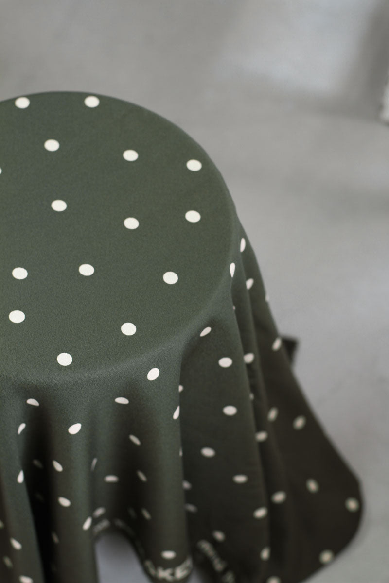 Green Khaki Mind the Maker Jolly Dots Crepe Viscose