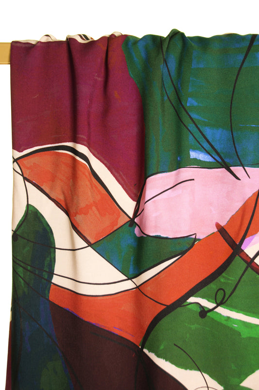 Atelier Jupe abstract and colourful print viscose fabric
