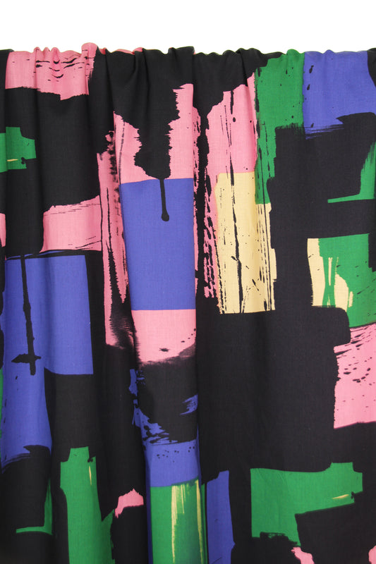 Atelier Jupe colour-blocked black cotton fabric