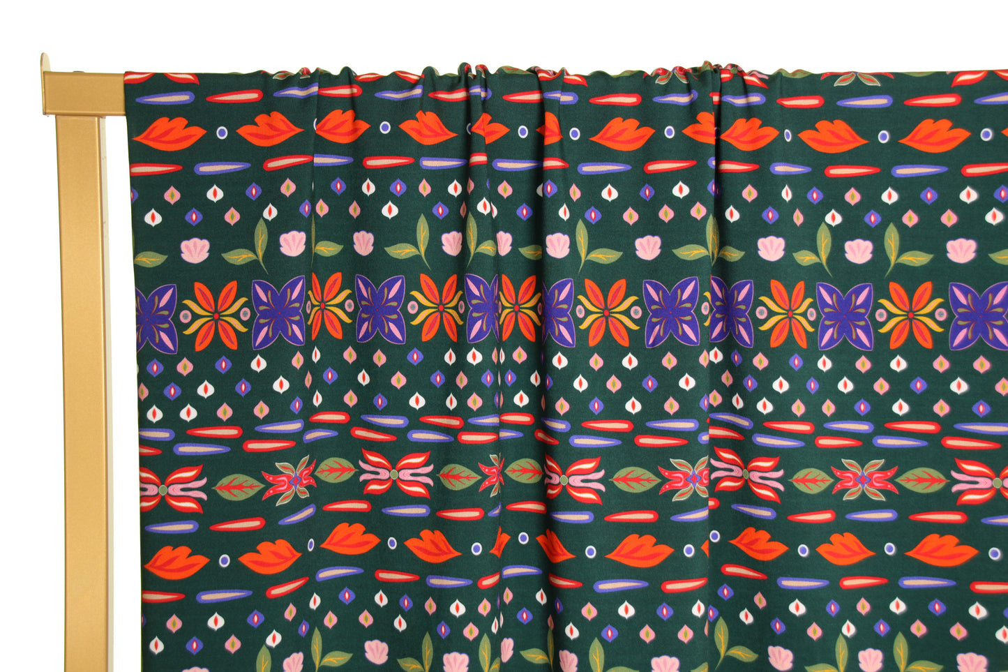 Atelier Jupe dark green viscose with fun flowers fabric