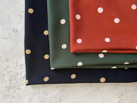 Green Khaki Mind the Maker Jolly Dots Crepe Viscose