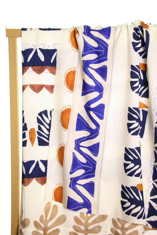 Atelier Jupe sun and abstract shapes off-white viscose