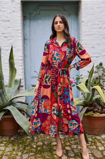 BOLT END Atelier Jupe red patchwork viscose 50cm