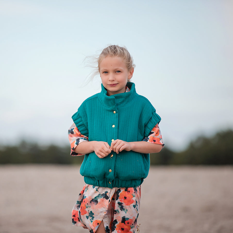 See You At Six Quilted Knit - Teal Green