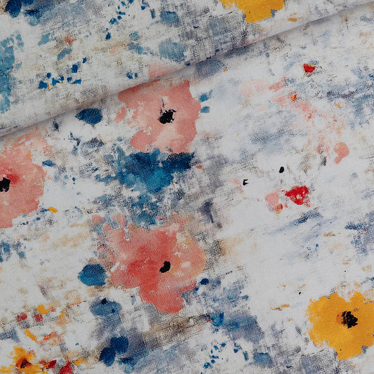 See You at Six Roses on Canvas Linen Viscose