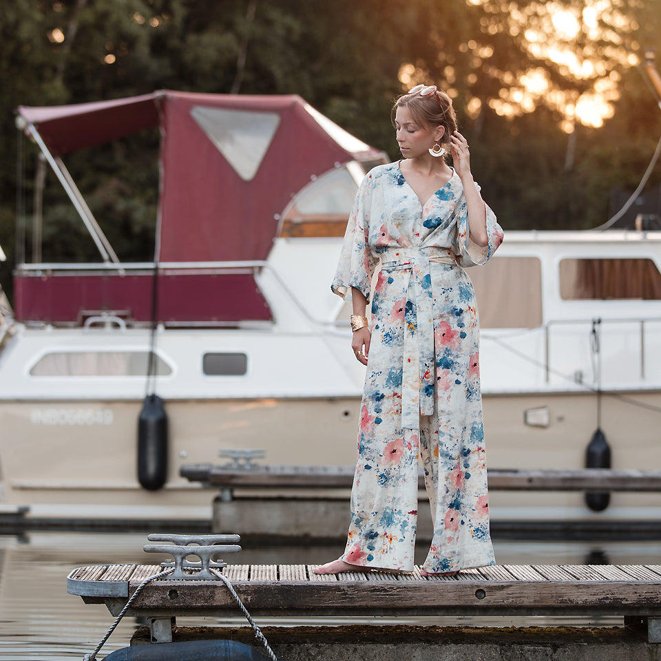 See You at Six Roses on Canvas Linen Viscose