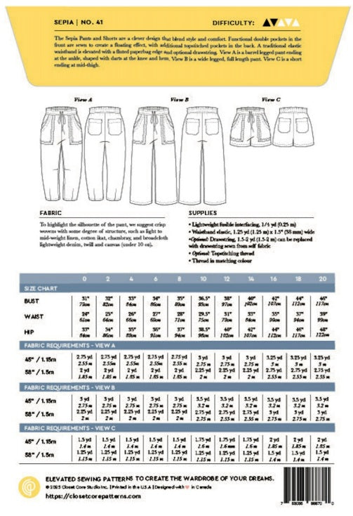 Closet Core Sepia trousers and shorts