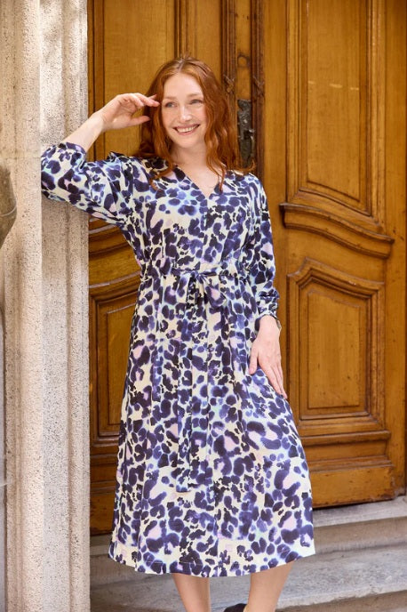 Atelier Jupe Blue Animal Print Viscose