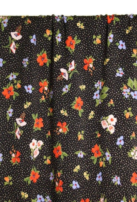 Atelier Jupe black cotton with dots and flowers