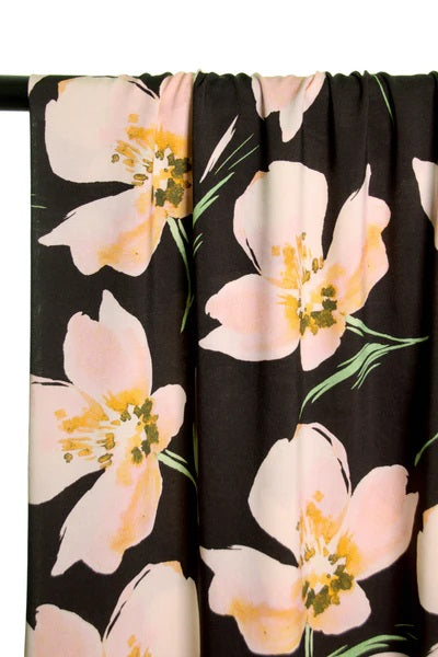 Atelier Jupe Black Viscose with White Flowers