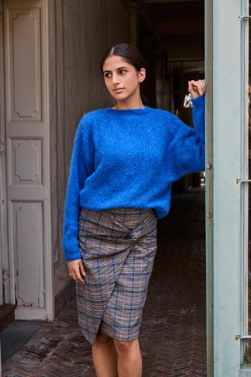 Atelier Jupe dark checked cotton mix