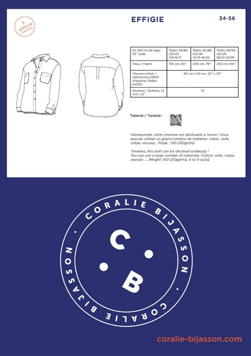 Coralie Bijasson Effigie Shirt Pattern