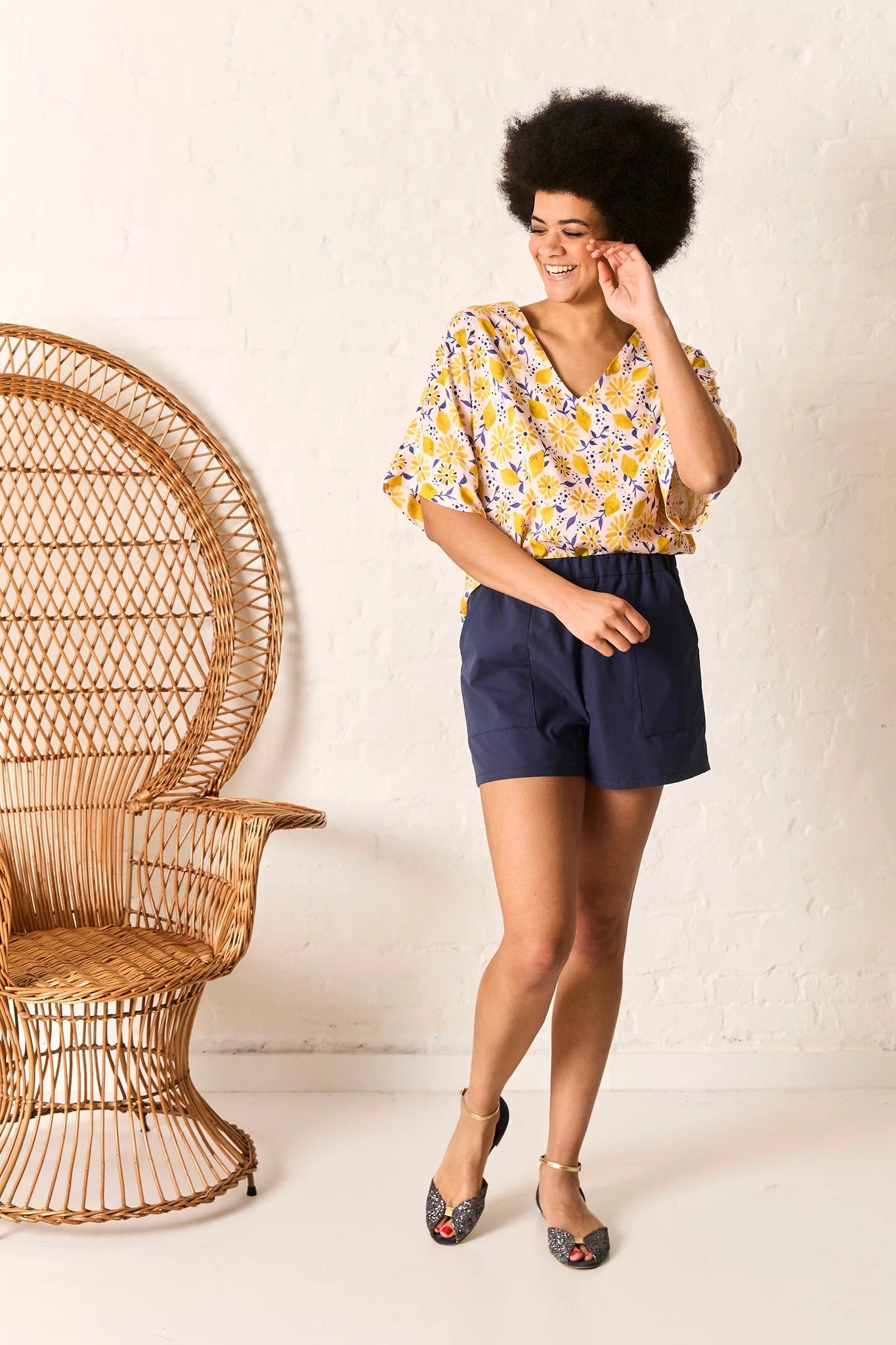 Atelier Jupe soft pink viscose with lemons