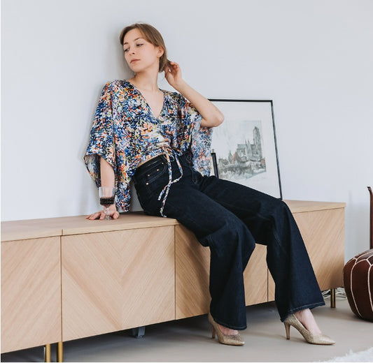 See You At Six Paint Fun viscose satin fabric