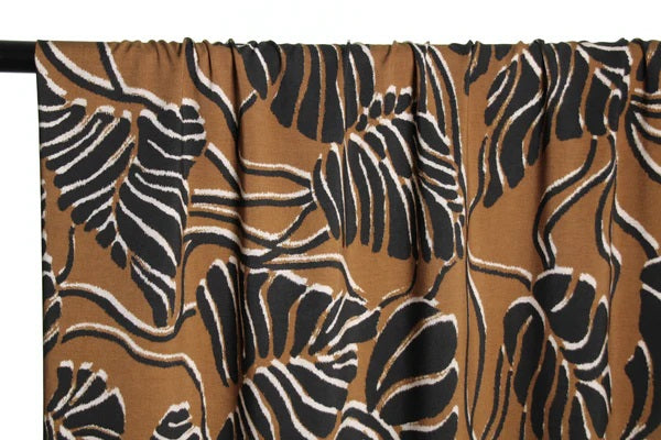 Atelier Jupe Pecan Brown Viscose with Black Leaves