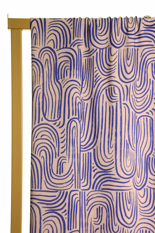 Atelier Jupe soft brown viscose with blue abstract print