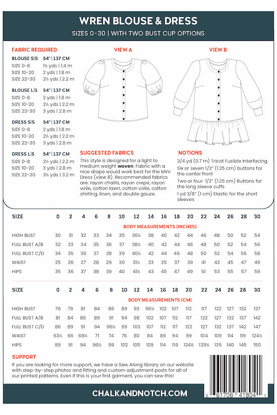 Chalk and Notch Wren Blouse and Dress