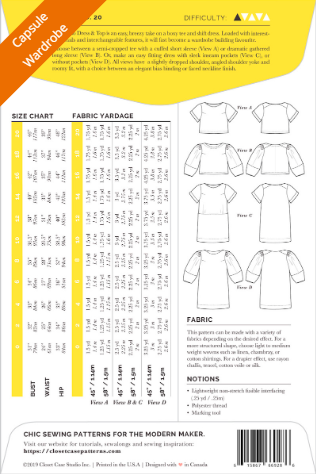 Closet Case Cielo top dress pattern