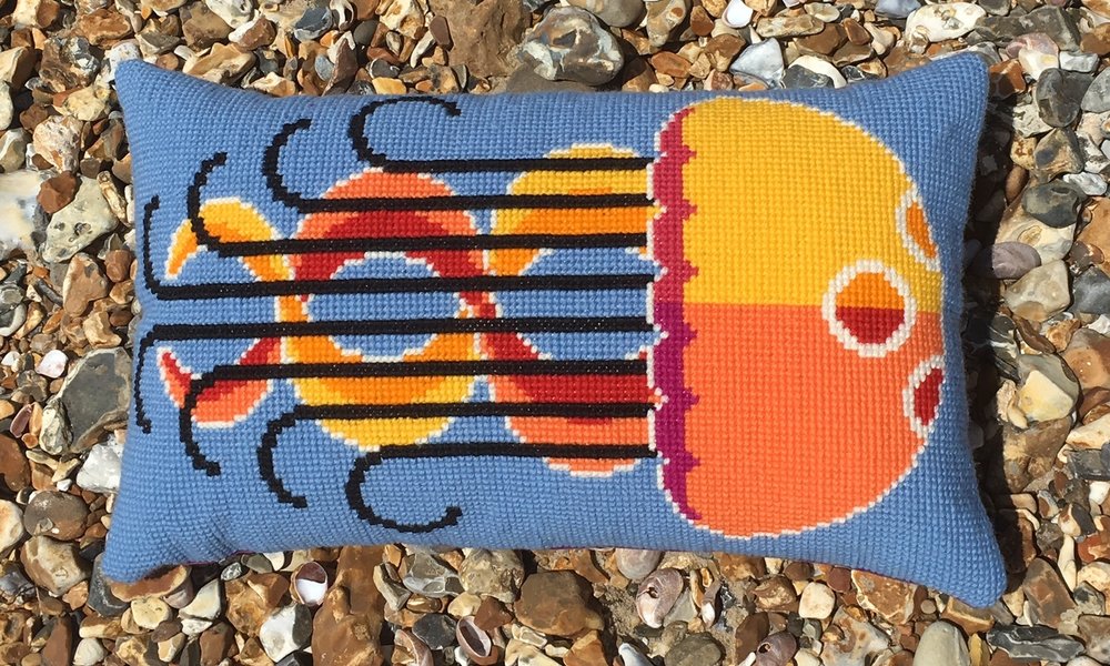 Rebecca the Jellyfish cross stitch kit - printed canvas