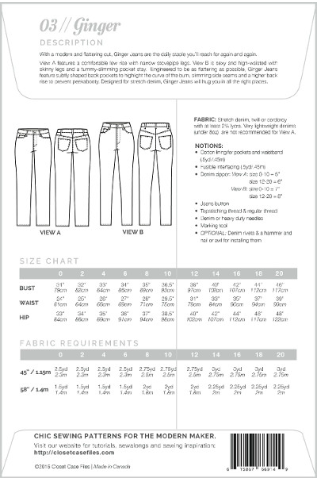 Closet Case Ginger jeans pattern