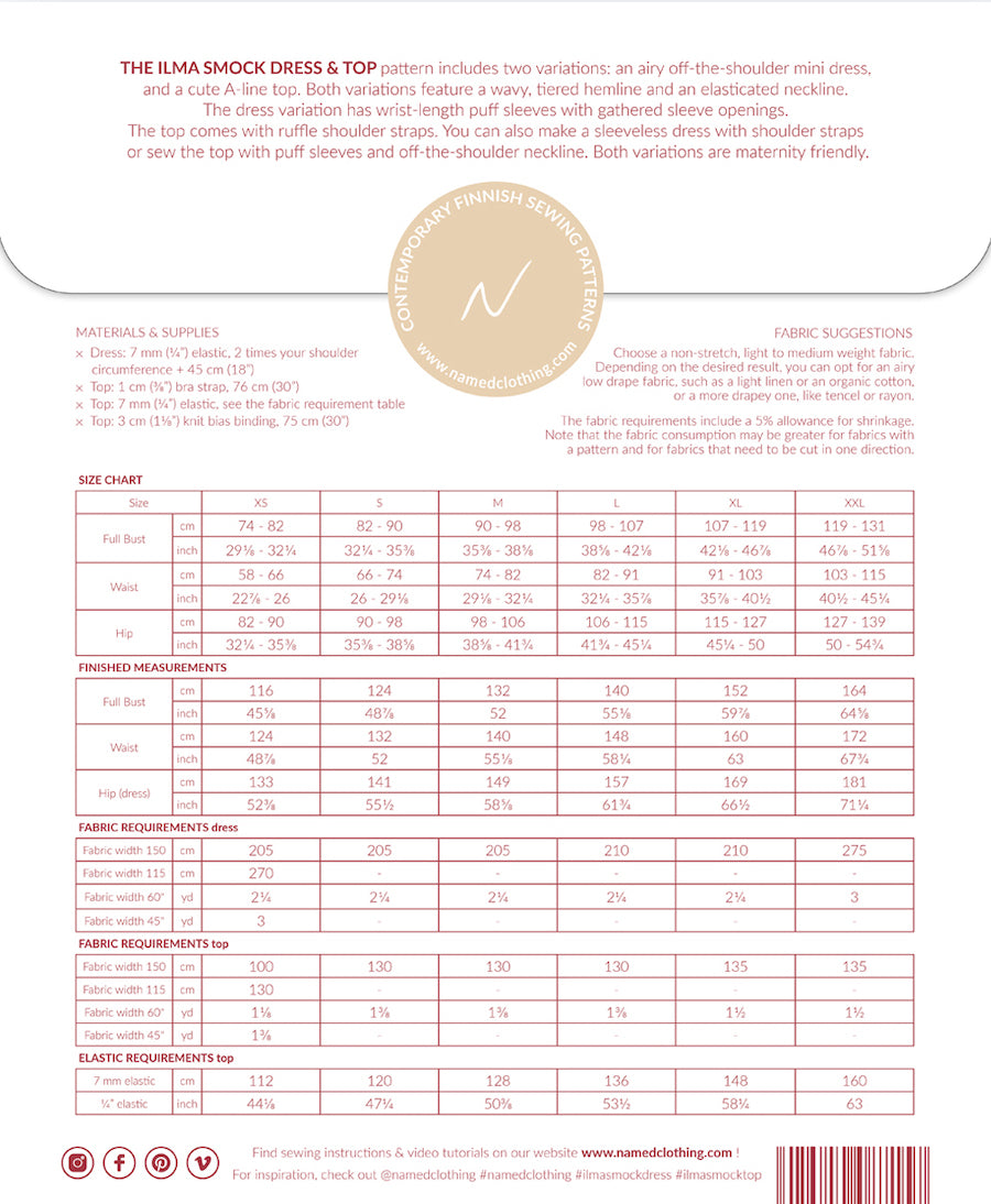 Named Patterns Ilma smock dress and top