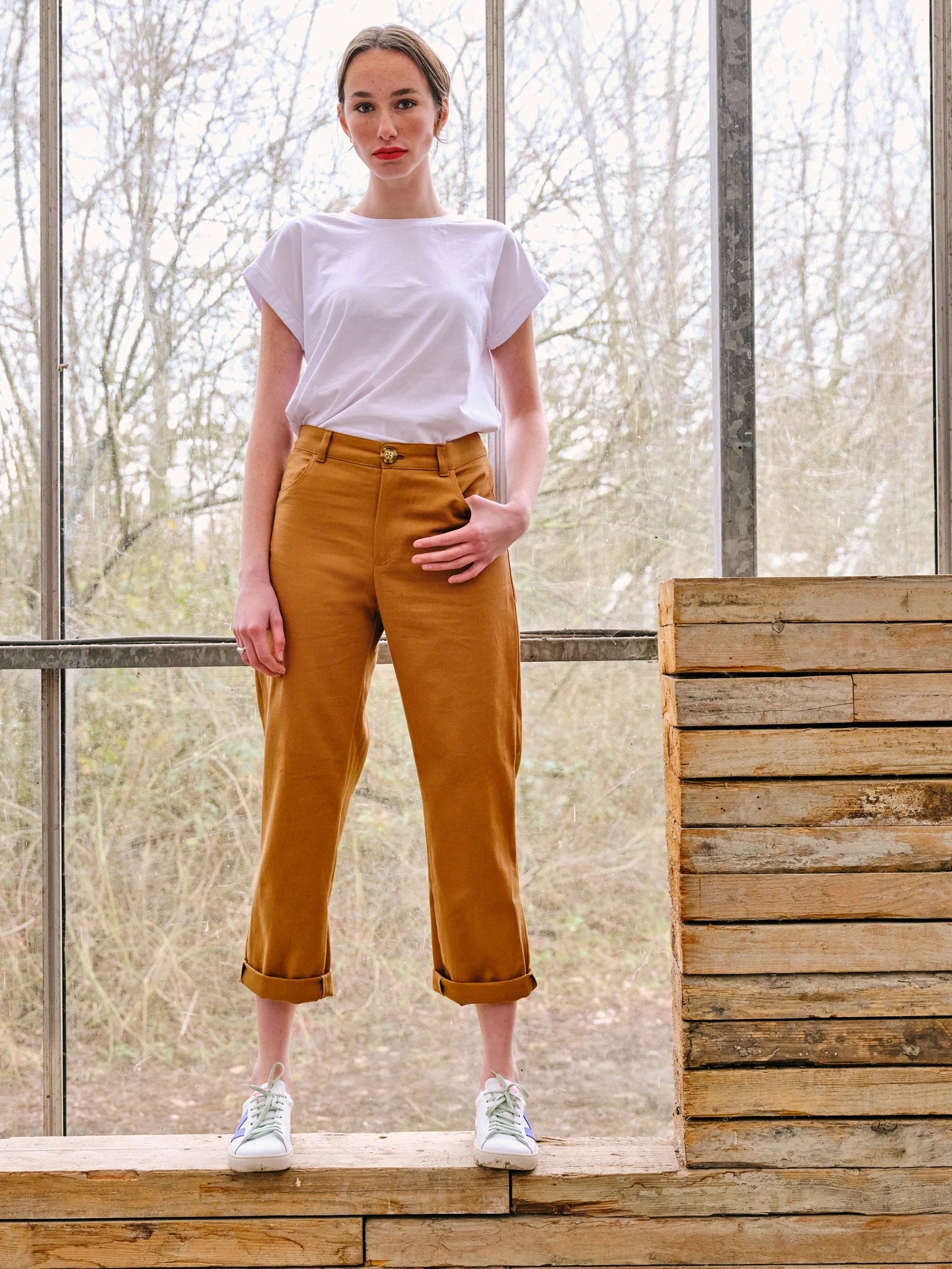 Everlane straight leg crop golden clearance brown