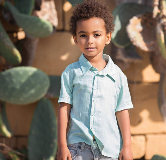 See You At Six Thin Grid Harbor Green viscose