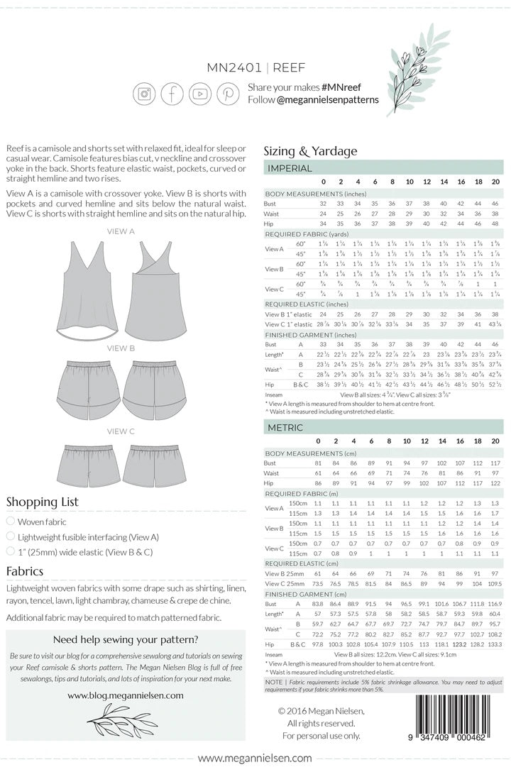 Megan Nielsen Reef camisole set