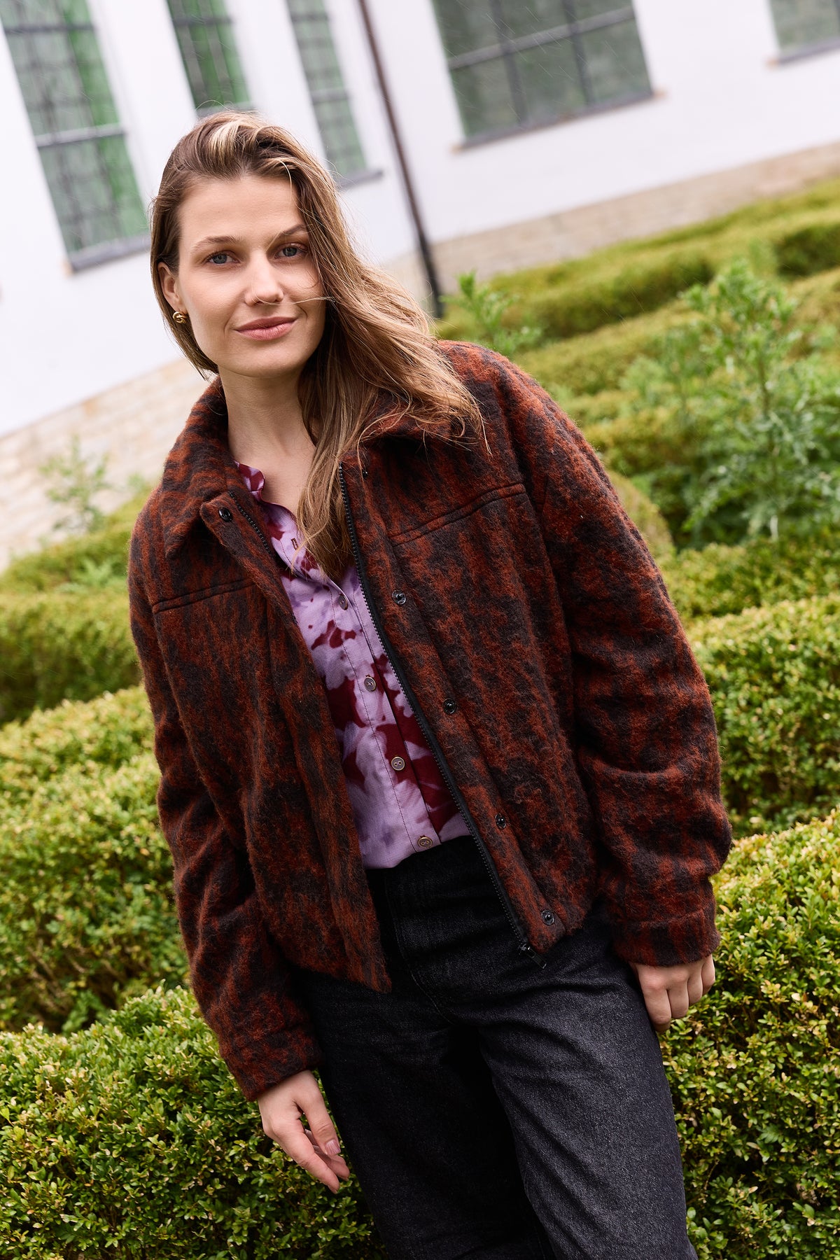 Atelier Jupe caramel and dark brown wool blend