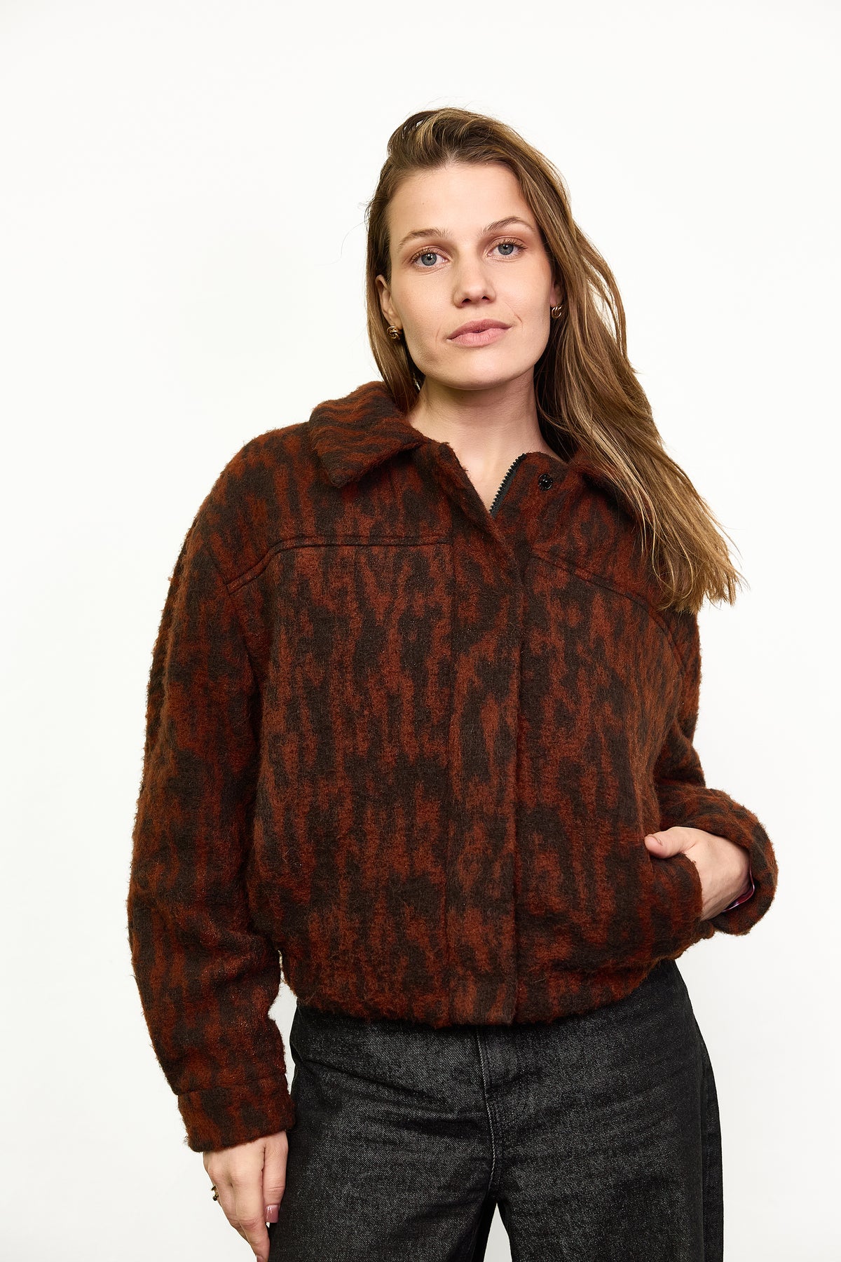 Atelier Jupe caramel and dark brown wool blend
