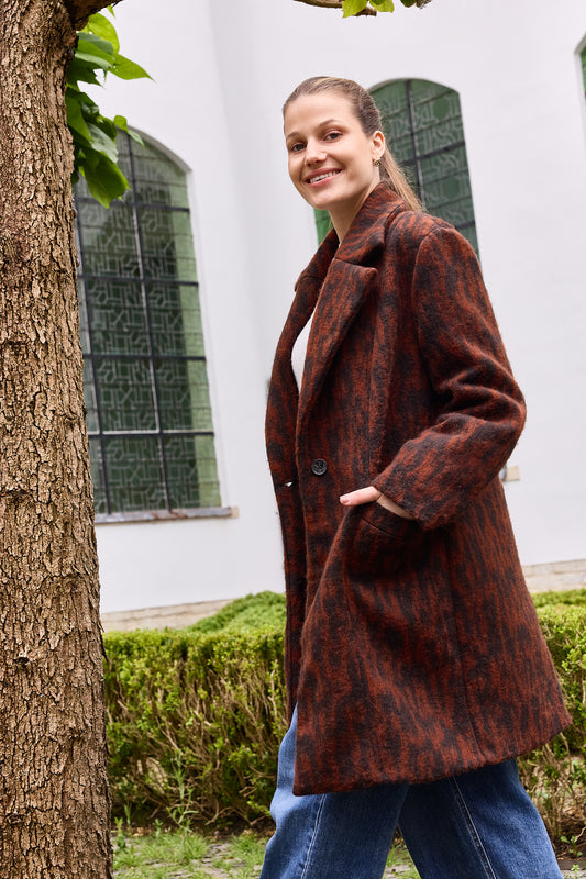 Atelier Jupe caramel and dark brown wool blend