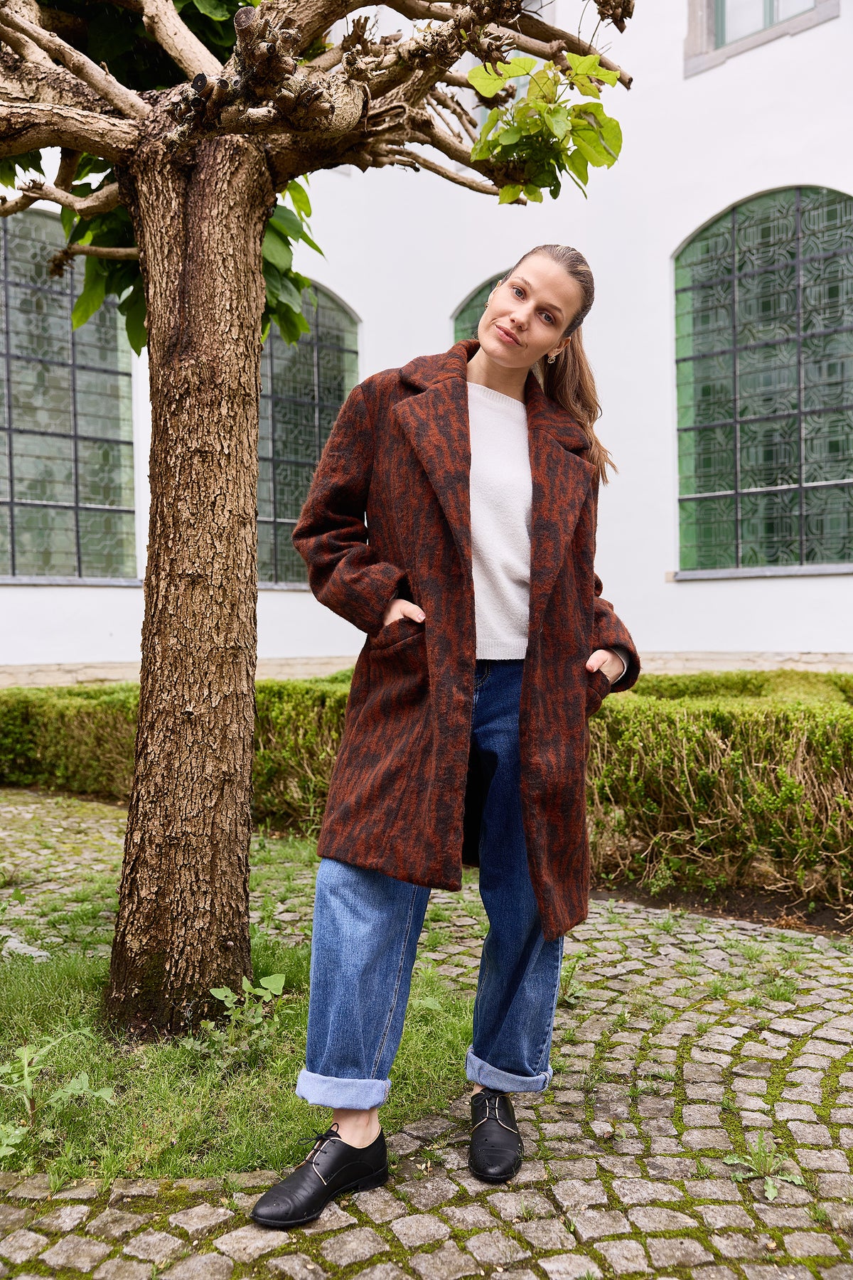 Atelier Jupe caramel and dark brown wool blend
