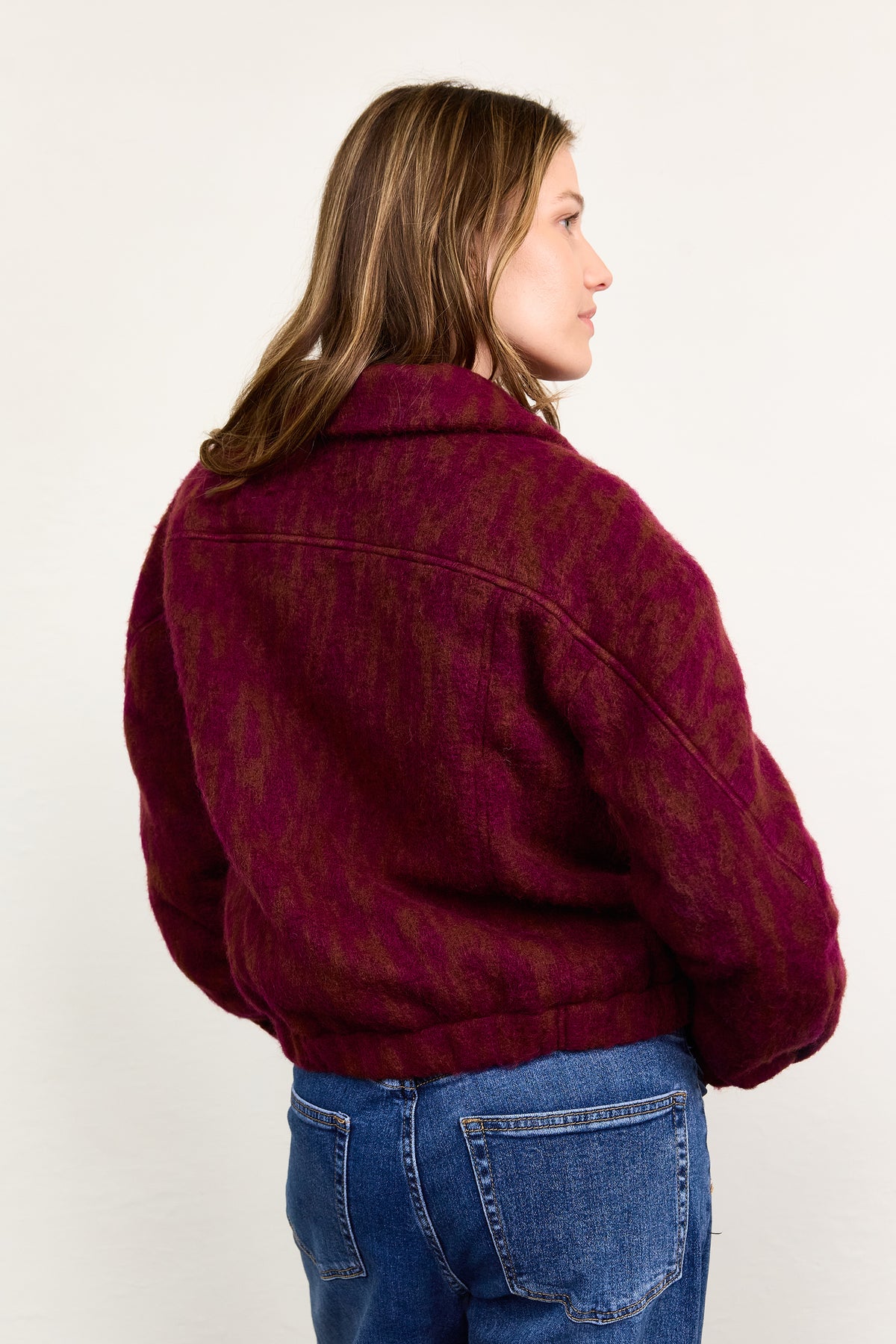 Atelier Jupe ochre and fuchsia red wool blend
