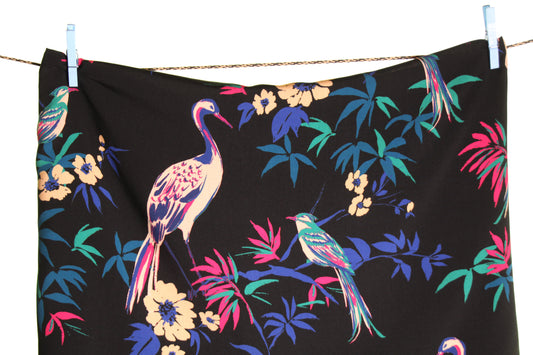 Atelier Jupe black viscose with flowers and birds