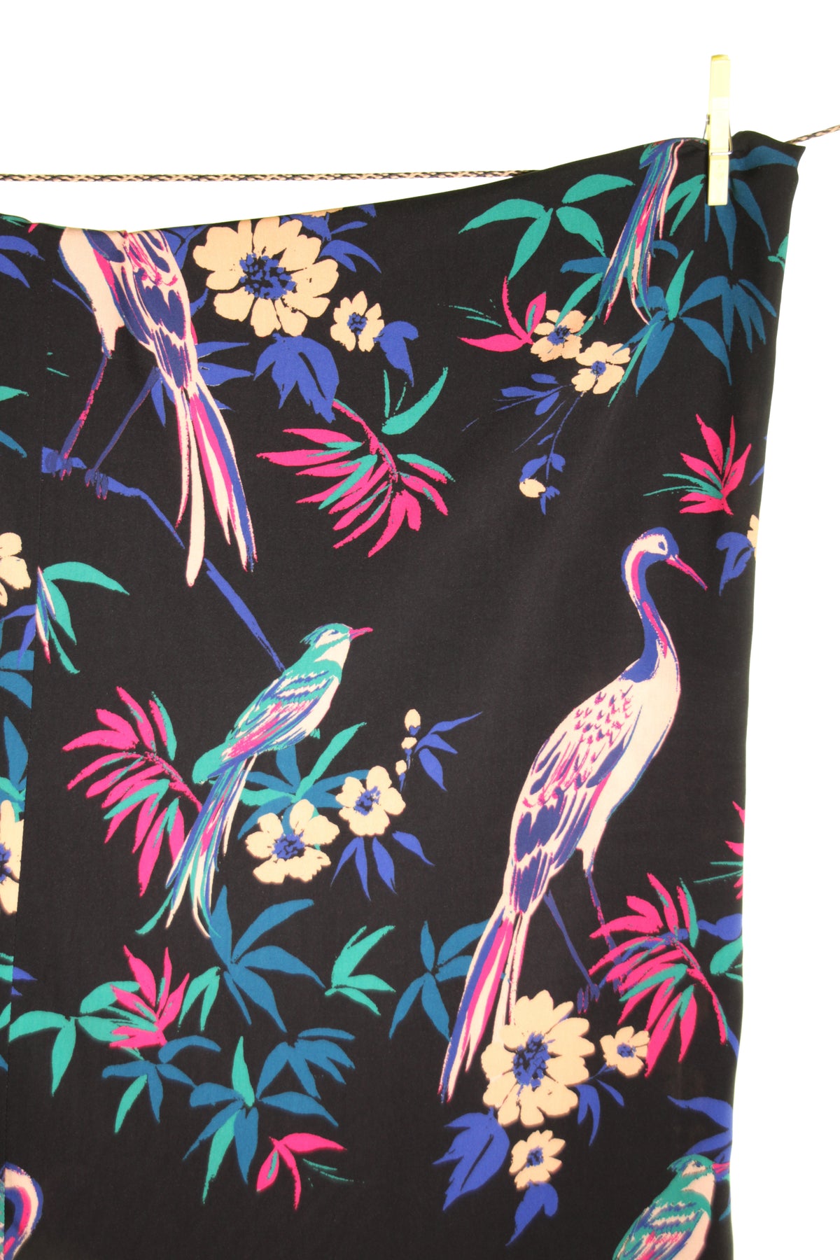Atelier Jupe black viscose with flowers and birds