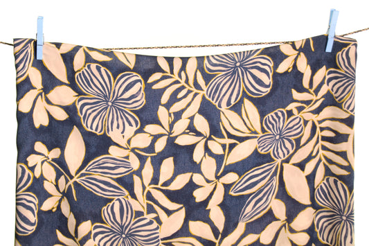 Atelier Jupe jeans blue with beige flowers viscose