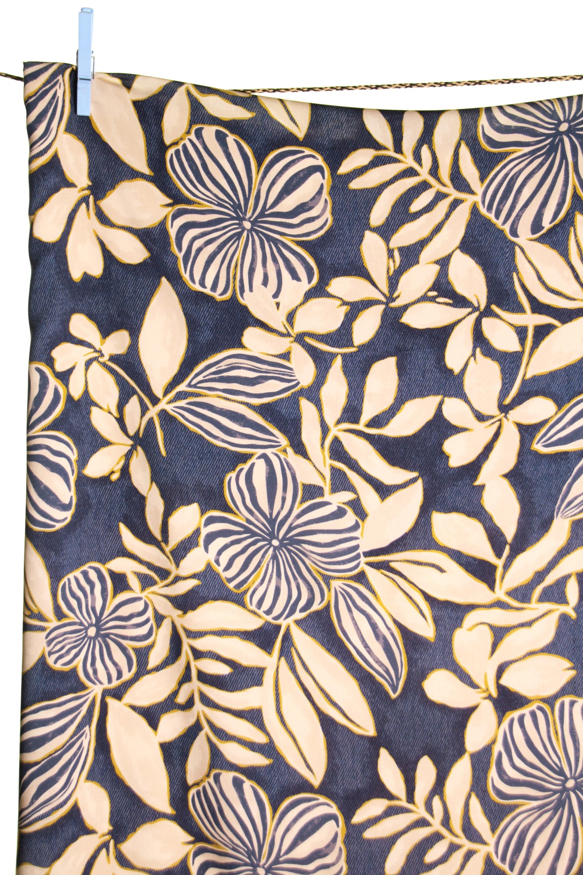 Atelier Jupe jeans blue with beige flowers viscose