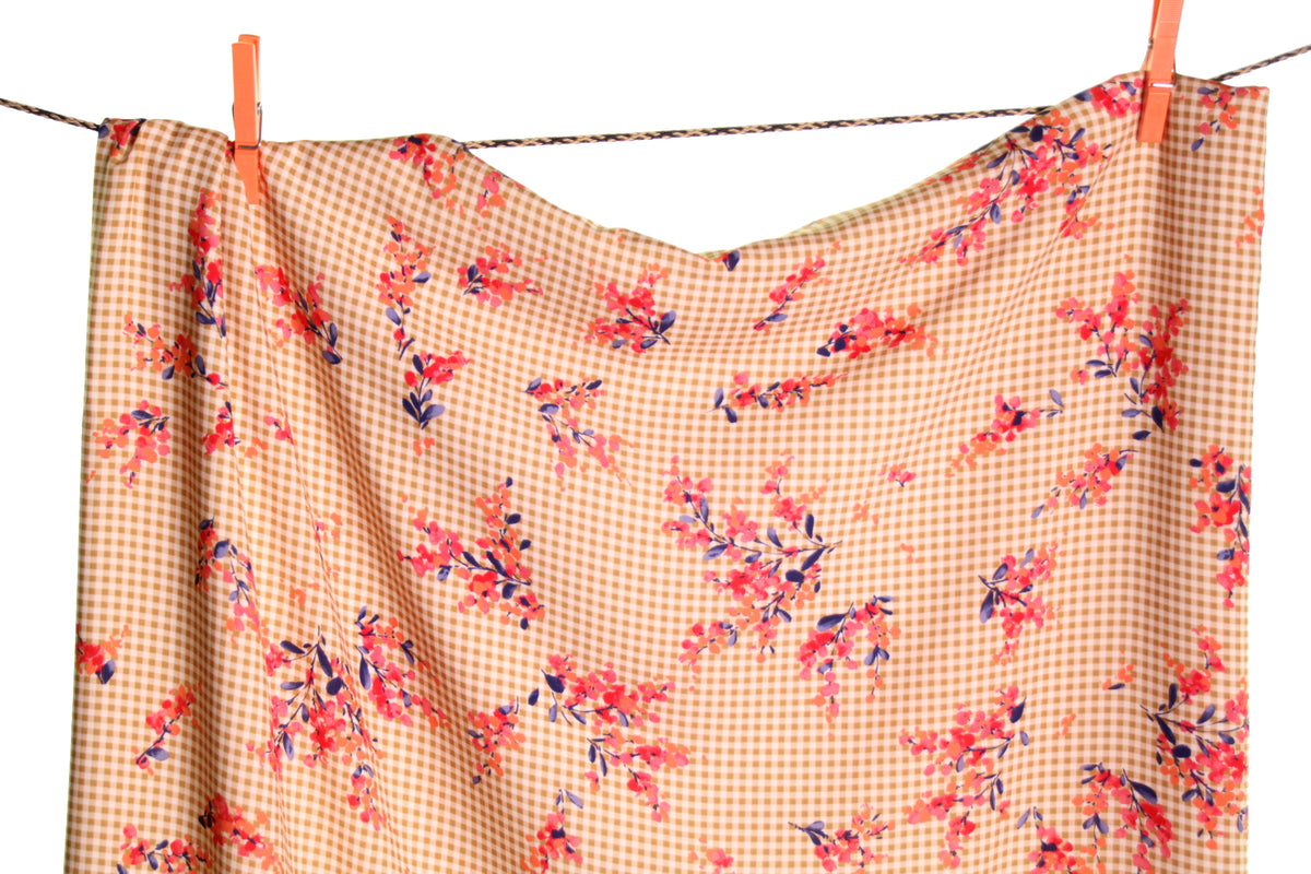 Atelier Jupe small ochre checks with flowers
