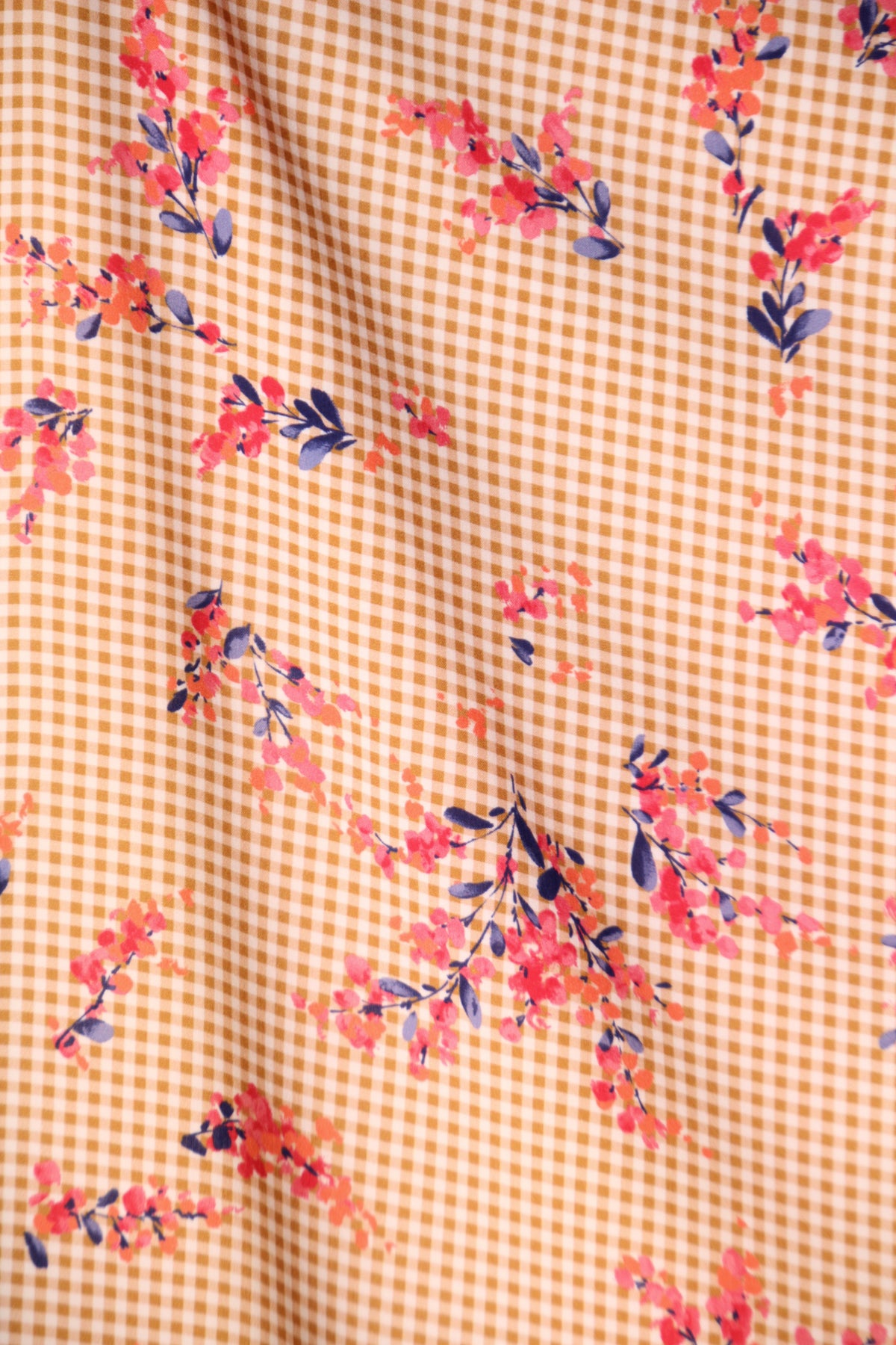 Atelier Jupe small ochre checks with flowers