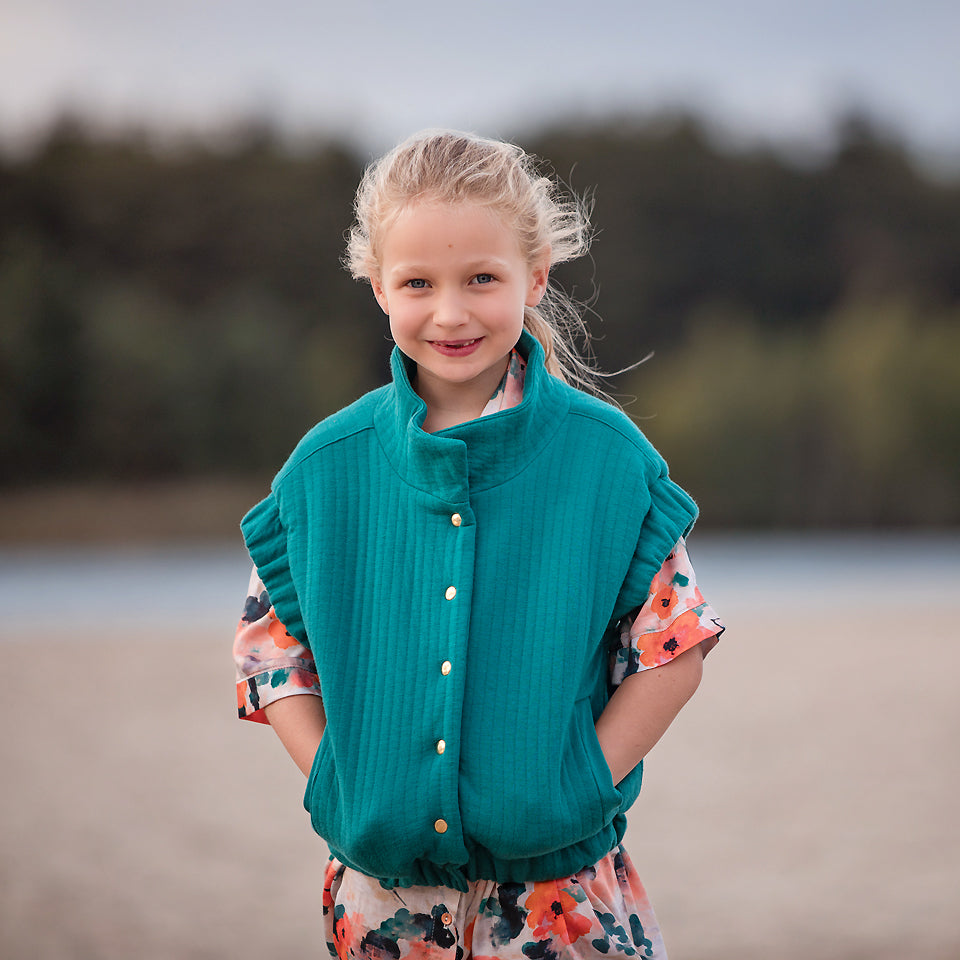 See You At Six Quilted Knit - Teal Green