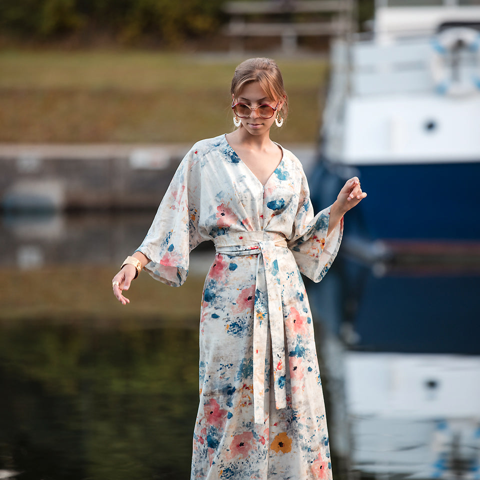 See You at Six Roses on Canvas Linen Viscose