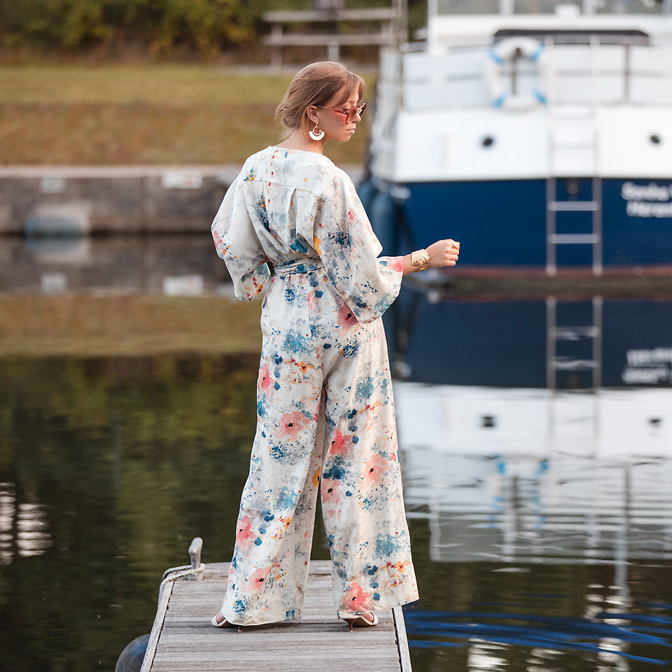 See You at Six Roses on Canvas Linen Viscose