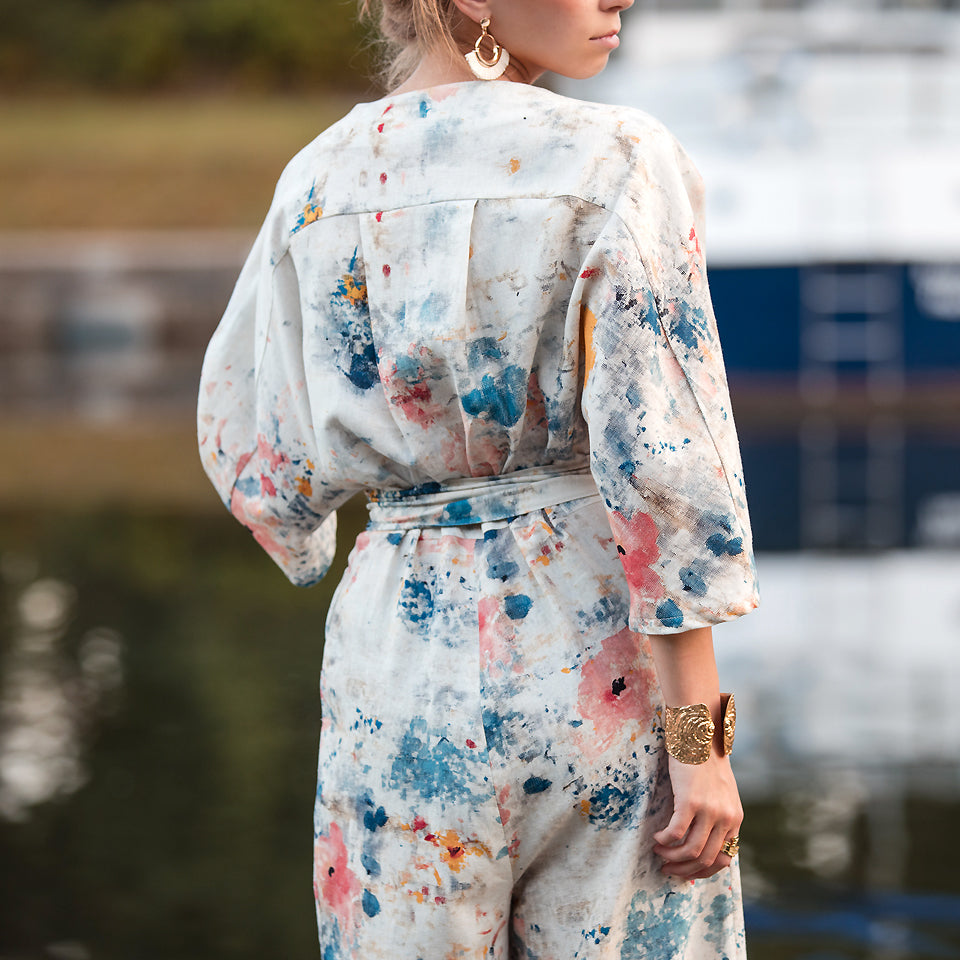 See You at Six Roses on Canvas Linen Viscose