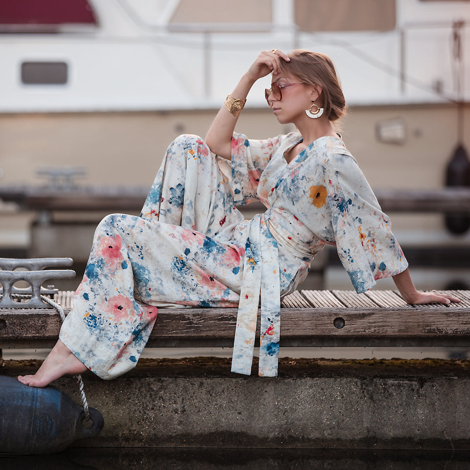 See You at Six Roses on Canvas Linen Viscose