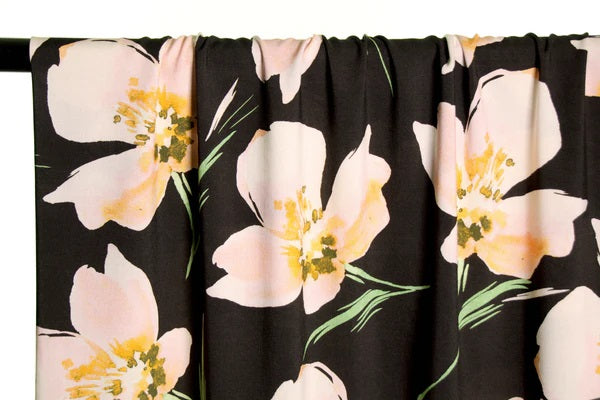 Atelier Jupe Black Viscose with White Flowers