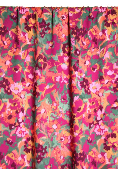 Atelier Jupe Fuchsia and Green Flower Viscose